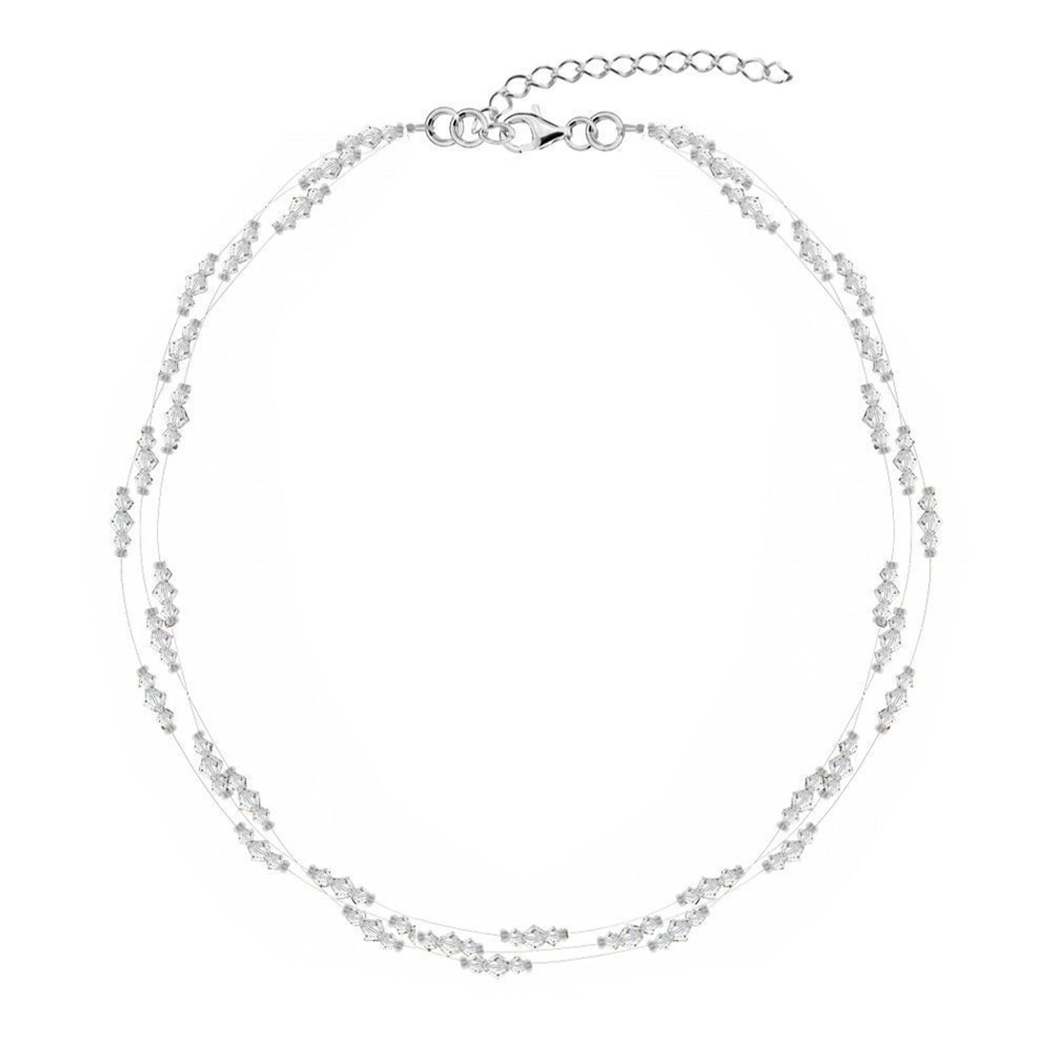 Delikatny naszyjnik ślubny NR 343 z rodowanego srebra próby 925 i kryształów Swarovski. Regulowany łańcuszek 43+3 cm. Kup online z 2-letnią gwarancją w sklepie Diament..jpg